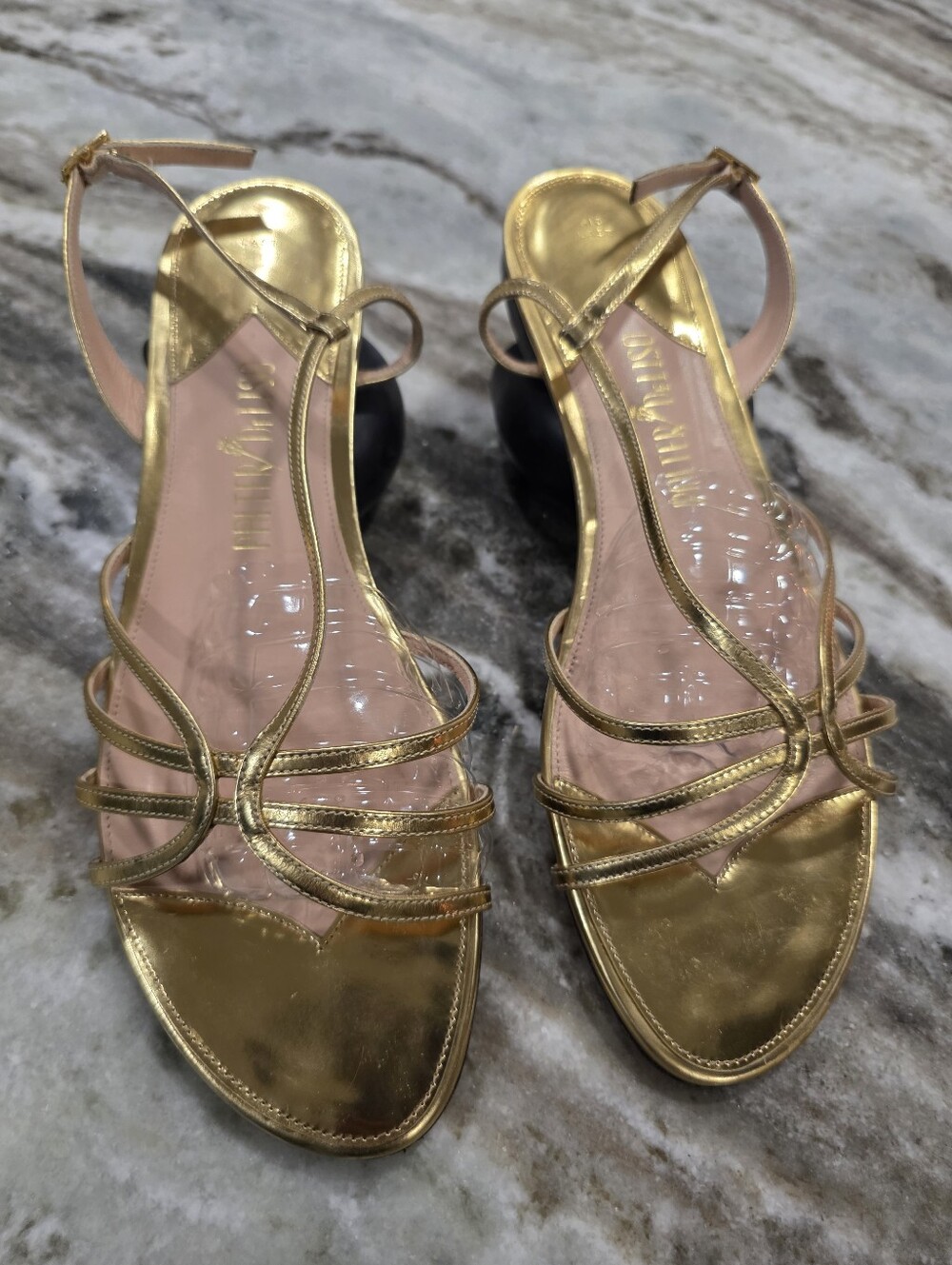 PALTER DeLISO Rio Grand Metallic Gold Strappy Flat Sandals Made in Italy EU 40 - Picture 3 of 14